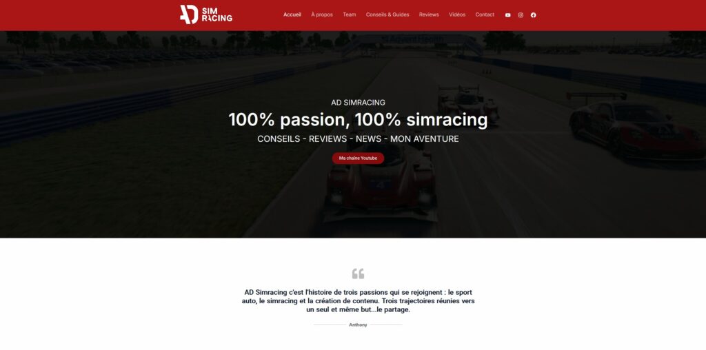 Site internet AD Simracing